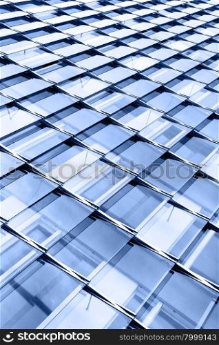 Glass wall of building close up