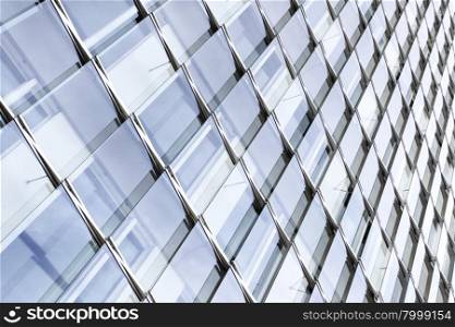 Glass wall of building close up