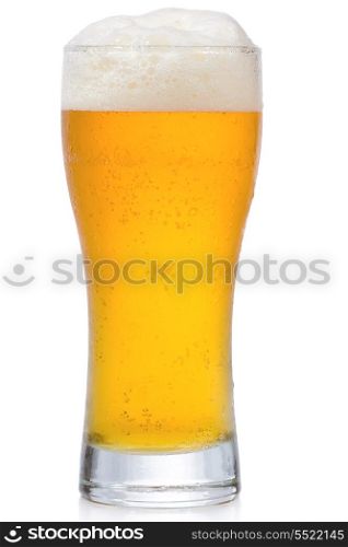 glass with beer on white background