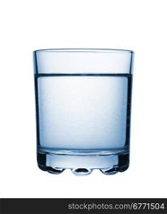 Glass with carbonated water isolated on white background, studio shot