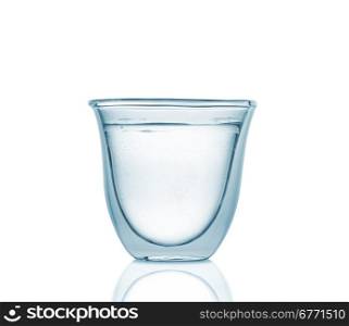Glass with carbonated water on isolated on white background, high depth of field, studio shot