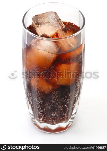 glass with cola and ice