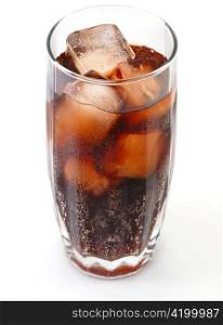 glass with cola and ice