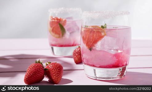 glass with cold strawberry aroma drink