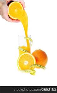 glass with fresh orange juice as diet symbol