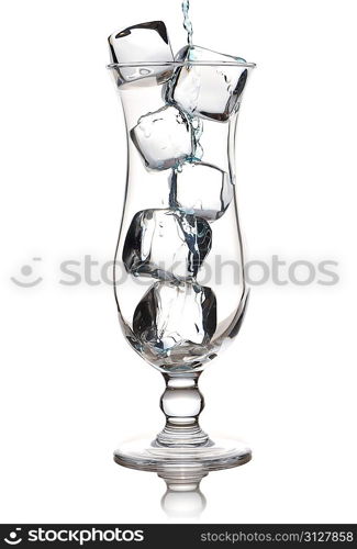 Glass with ice isolated on white background