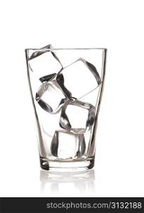 Glass with ice isolated on white background