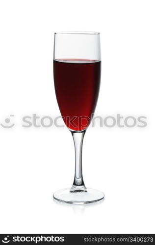 glass with red vine isolated on a white background