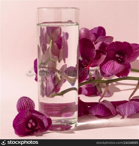 glass with water flowers