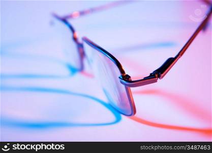glasses closeup with multicolored lights
