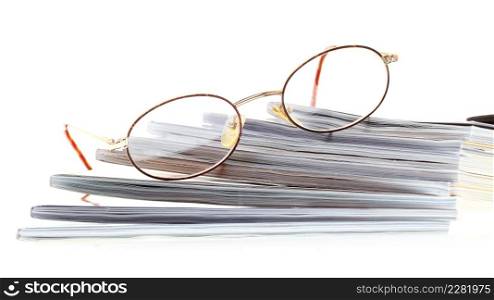 glasses eBook reader white isolated background nobody