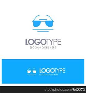 Glasses, Eye, View, Spring Blue Solid Logo with place for tagline
