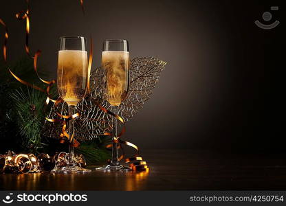 Glasses of champagne at new year party