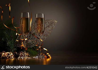 Glasses of champagne at new year party