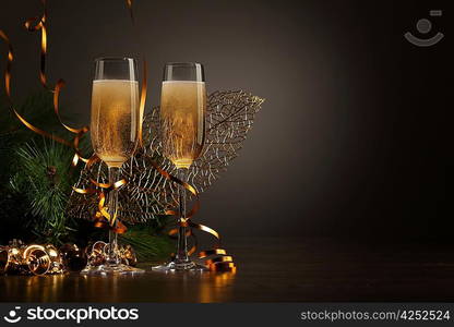 Glasses of champagne at new year party