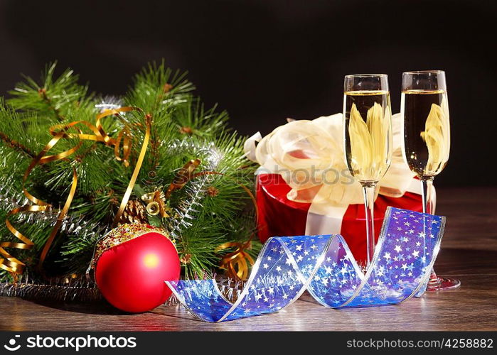 Glasses of champagne at new year party