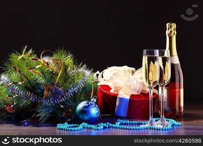 Glasses of champagne at new year party