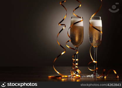 Glasses of champagne at new year party