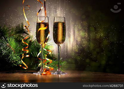 Glasses of champagne at new year party