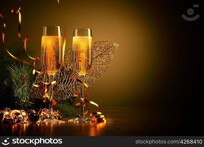 Glasses of champagne at new year party