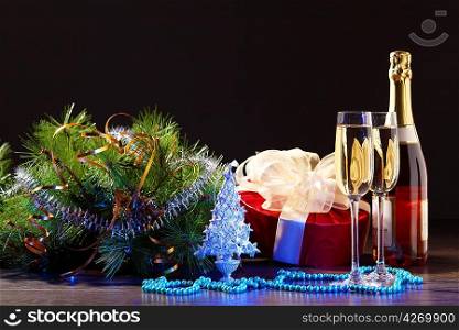 Glasses of champagne at new year party