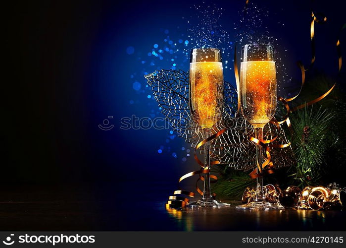 Glasses of champagne at new year party