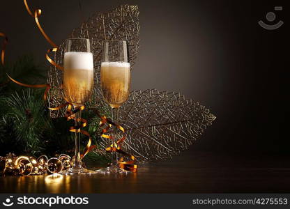 Glasses of champagne at new year party