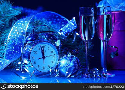 Glasses of champagne at new year party