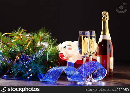 Glasses of champagne at new year party