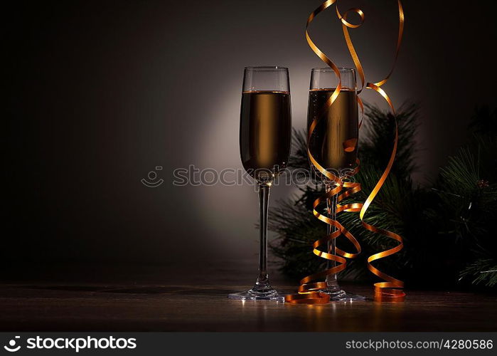 Glasses of champagne at new year party