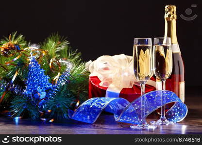 Glasses of champagne at new year party