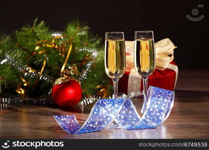 Glasses of champagne at new year party