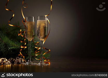 Glasses of champagne at new year party