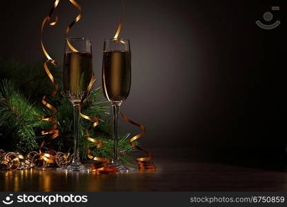 Glasses of champagne at new year party