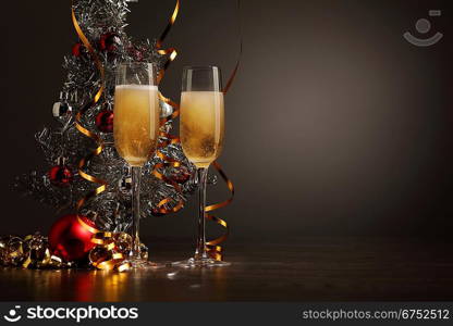 Glasses of champagne at new year party