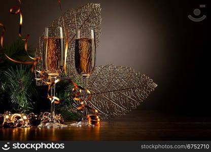 Glasses of champagne at new year party