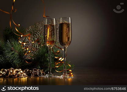 Glasses of champagne at new year party