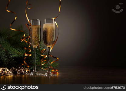 Glasses of champagne at new year party