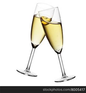 Glasses of champagne isolated over white background