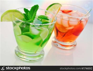 glasses of cold fruit cocktails