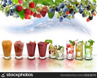Glasses Of Colorful Fruit Drinks