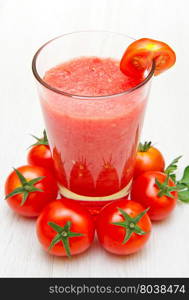 Glasses of fresh tomato juice