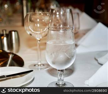 Glasses Set On A Restaurant Table