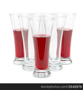 glasses with fruit juice isolated on white background