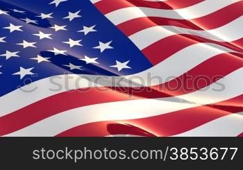 Glatt, glaenzende USA Fahne im Wind - Endlosschleife