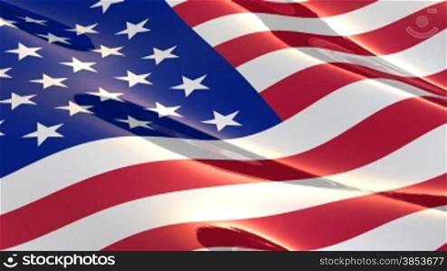 Glatt, glaenzende USA Fahne im Wind - Endlosschleife