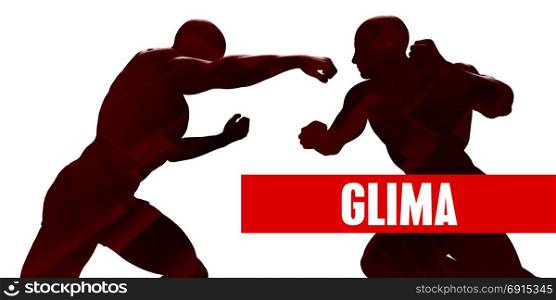 Glima Class with Silhouette of Two Men Fighting. Glima