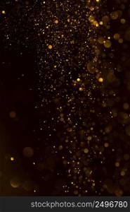 Glitter golden sparkling dust falling shiny abstract bokeh background