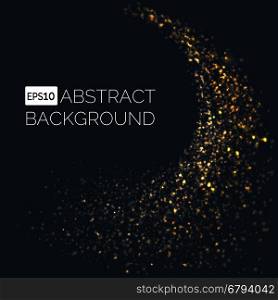 Glittering gold particles on a black background. Vector illustration.
