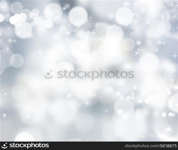 Glittery Christmas background with stars and bokeh lights